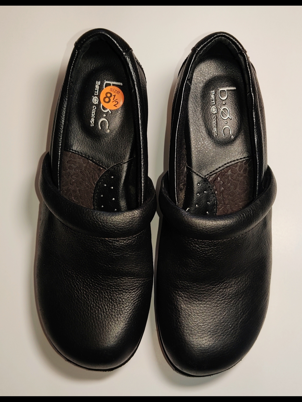 B.O.C. Peggy Women's Clogs Sz 8.5 Black Leather Slip On Comfort Mules Born Shoes